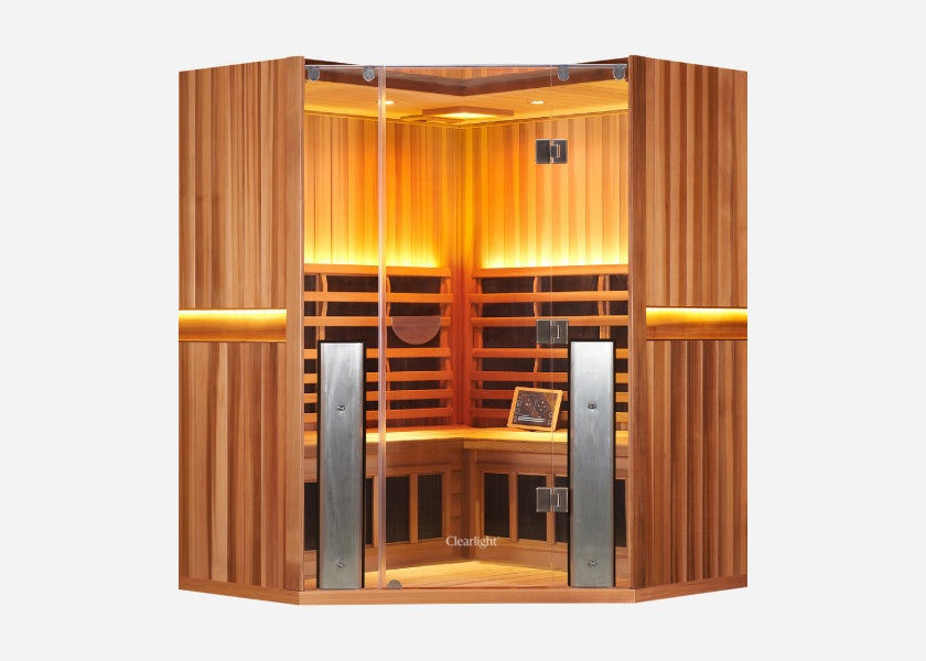 Clearlight Sanctuary Corner 4 – Full Spectrum 4-Person Infrared Sauna (Cedar)