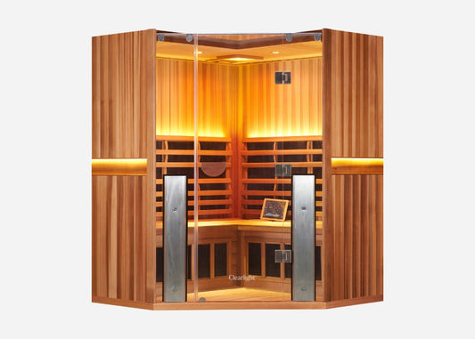 Clearlight Sanctuary Corner 4 – Full Spectrum 4-Person Infrared Sauna (Cedar)